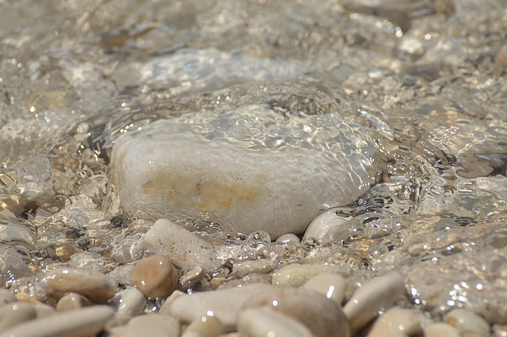 mindfulness, harmony, waves, sea, pebble beach, crystal clear