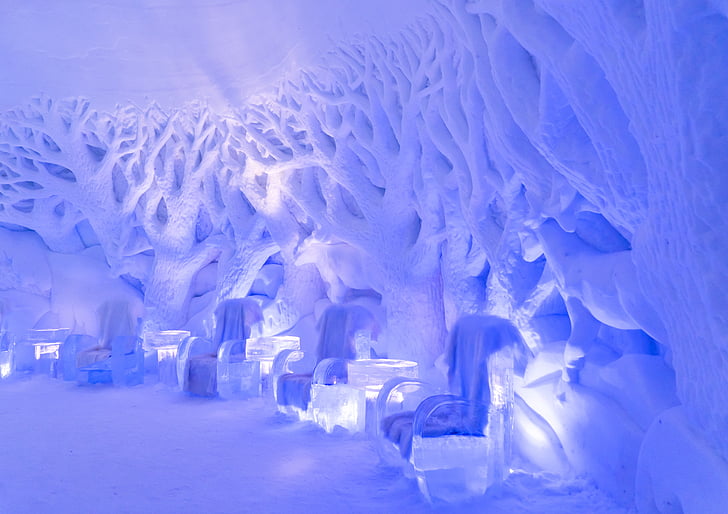 norway, kirkenes, snowhotel, bar, lounge, ice sculptures, tourist attraction