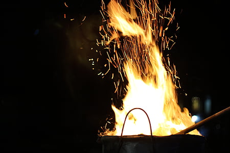 Sparks, vlam, brand, branden, warmte - temperatuur, gevaar, gloeien