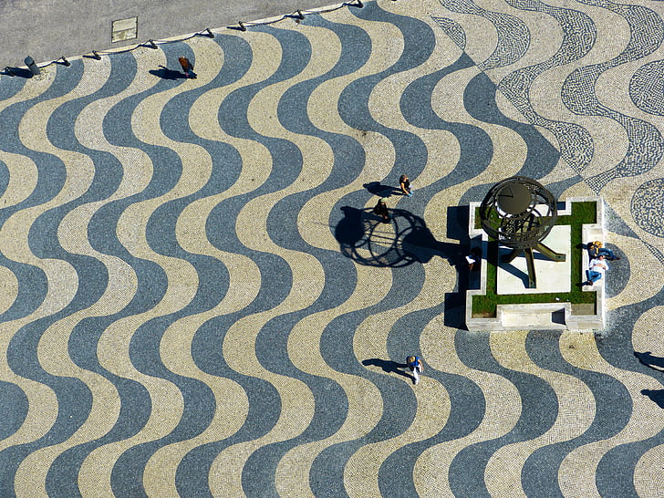 Lissabon, padrao dos descobrimentos, monument af opdagelser, plads, jorden, bølgemønster, Lisboa