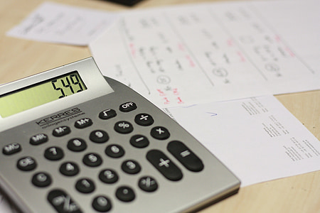 calculator, table, bill, work, pay, finance, business
