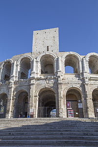 romiešu Amphitheatre, Arena, arhitektūra, Arles, Provence, Francija