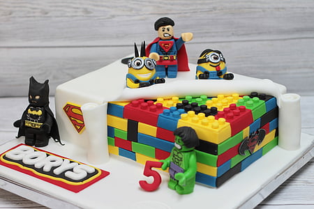 Lego, torta, jede, dekoracija, kreativni, umjetnost, igračka