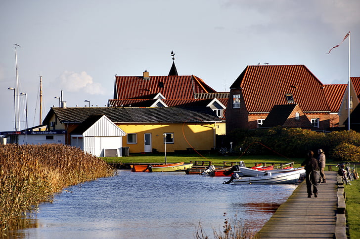 Fischer, ikan, Denmark, Sungai, rumah, laut