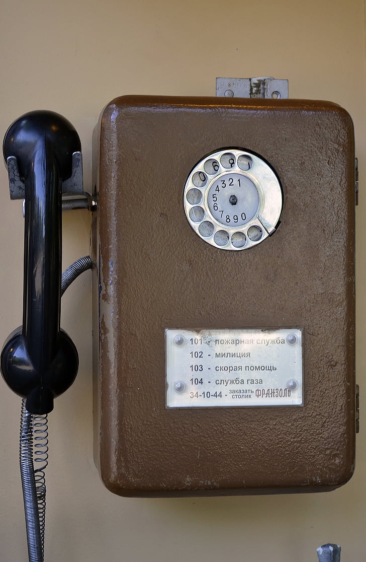 téléphone public, Téléphone, Vintage, vieux, tube, disque, décrochage