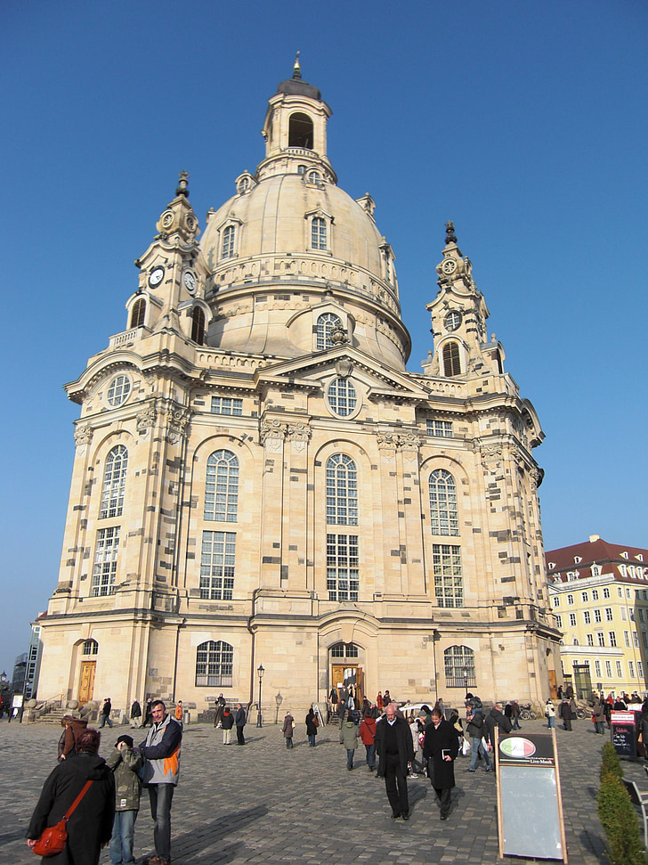 Frauenkirche, Drezda, templom, építészet, épület, kupola, Steeple