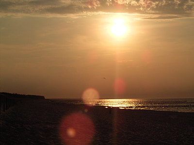 stranden, solen, vatten, havet, Sand, solnedgång, abendstimmung