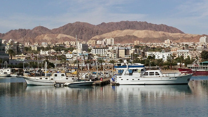 Eilat, ørken, havet, bådene, Israel, Harbor, nautiske fartøj