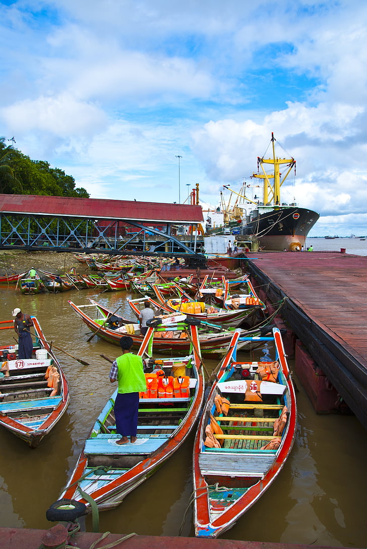 rejse, Myanmar, Burma, Asien, kanoer, nautiske fartøj, transport