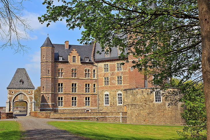 Château, Château merode, Parc, Meadow, arbres, vieux, de style Renaissance