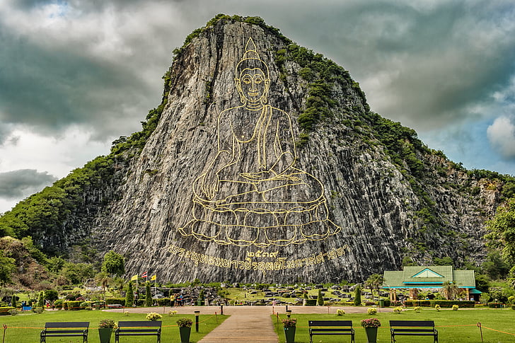laserové buddha mountain, buddhistický chrám komplexní Thajsko, Buddha, Buddhismus, všímavost, modlitba, koncentrace