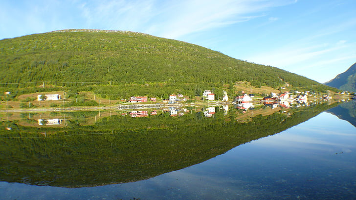 Noruega, reflexo de água, mar, paisagem