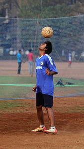 voetbal, bal, saldo, hoofd, man, India, Indiase