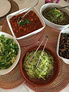 Cucina vegana, stuoia, insalata, cibo, vegetale