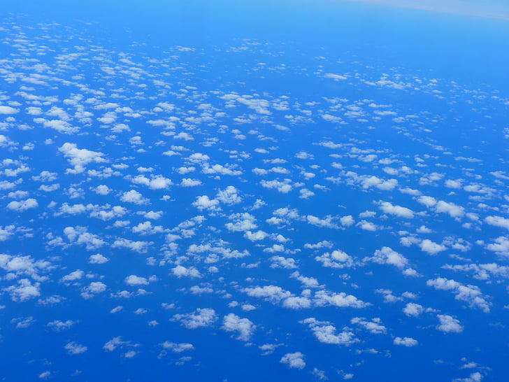 Sky, nuages, espace, bleu, blanc, vol, marine de la Selva