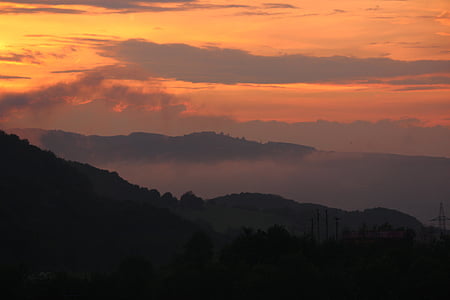zachód słońca, krajobraz, Rumunia, wzgórze, kraj, Natura