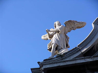 anjel, sochárstvo, budova, Architektúra, historicky, kostol, fasáda