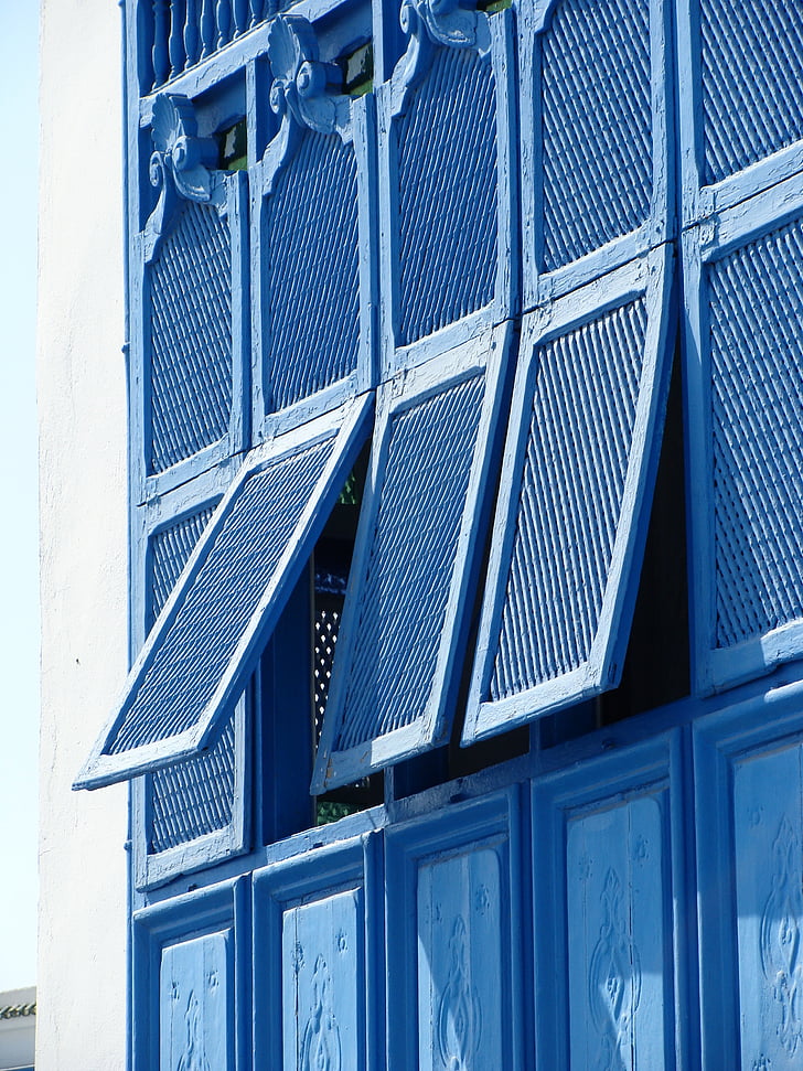 azul, Windows, persianas, Casa, obturador, decoración, decoración