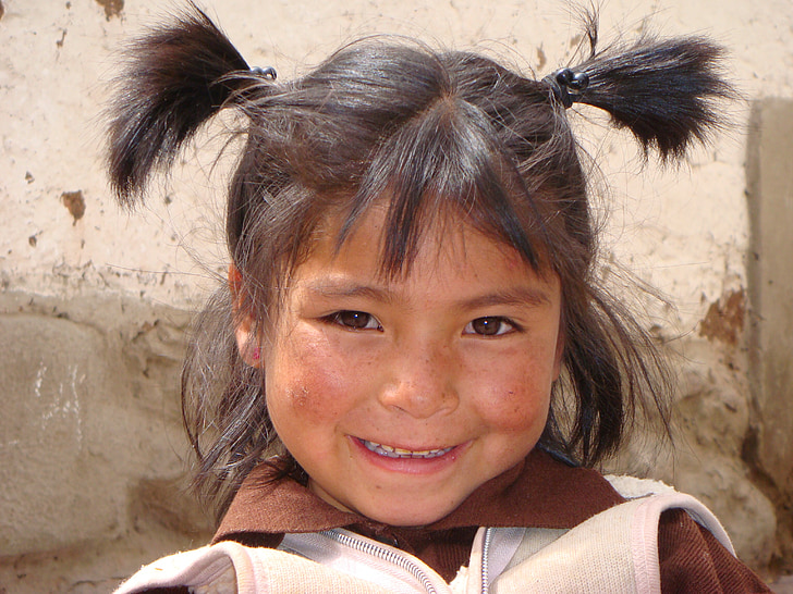 Peru, Gadis, anak, wajah, Watch, Manis, Manis