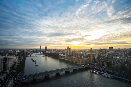 Londres, pôr do sol, ben grande, Reino Unido, Rio Tâmisa, Inglaterra, Reino Unido