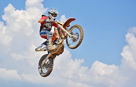dirt bike, air jump, motocross rider, extreme sports, biker, motocross, extreme