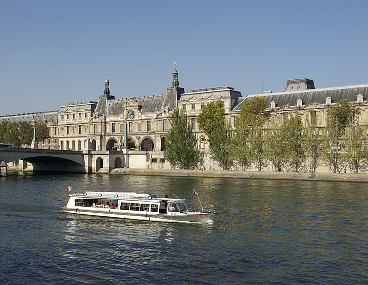 perahu, kapal pesiar, Seine, Sungai, Louvre, Layanan Wisata, Wisata