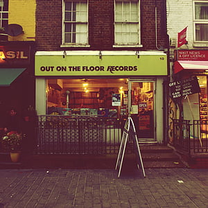 loja, registros, vintage, grunge, urbana, rua, Londres