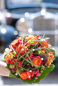 bunga, buket Pengantin, pernikahan karangan bunga, buket mawar, Auto, Mercedes