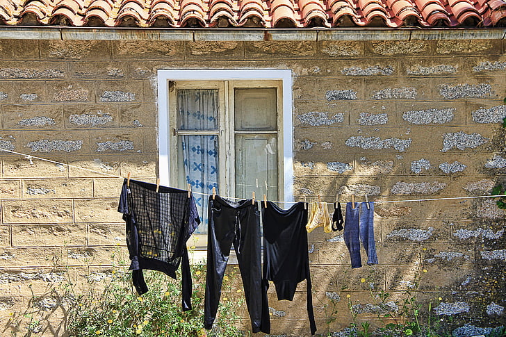 mytí, Prádelna, šňůru na prádlo, suché, suché prádlo, kolíčky na prádlo, oděvy