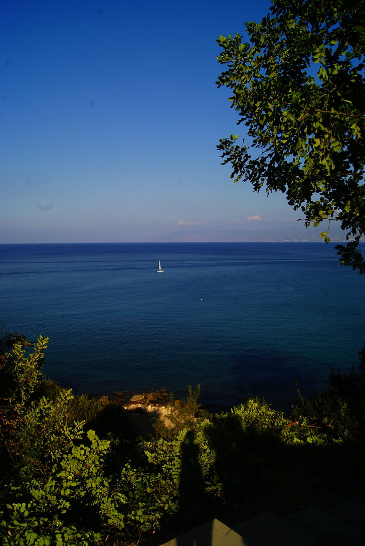 море, лодка, небе, синьо, природата, през лятото на, лято