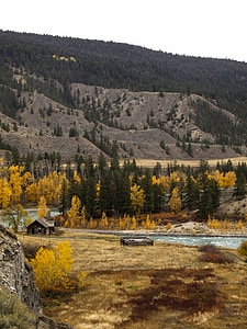 chilcotin řeka, Britská Kolumbie, Kanada, řeka, na podzim, krajina, scenérie