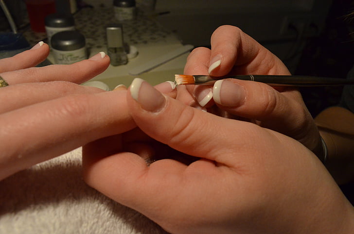 paznokcie, ręce, Nail design, frenchnails, manicure, ludzką ręką, szczelnie-do góry