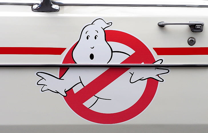 ghostbusters, logo, ecto-1, cadillac, vehicle, transport, ambulance