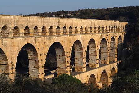monument, Pont du gard, aquaduct, erfgoed, boog, het platform, brug - mens gemaakte structuur