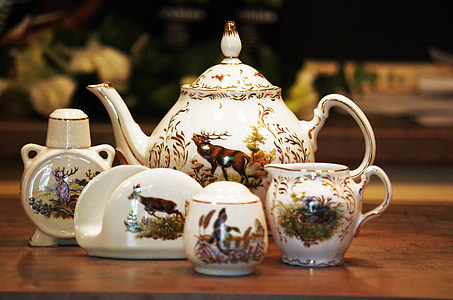 porcelana, taza, decorar, dibujo de la mano, pote del té
