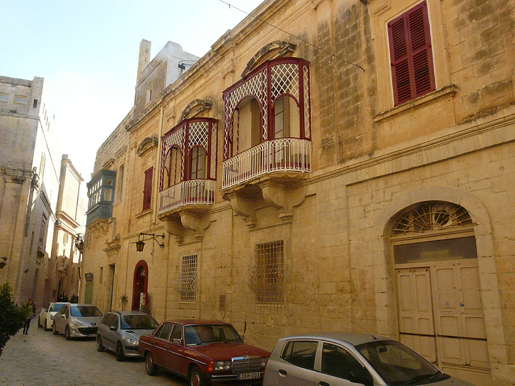 gamla stan, Malta, historiskt sett, balkong, byggnad, arkitektur, bowever