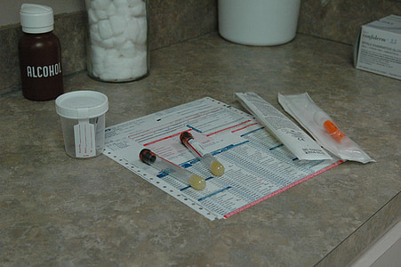 bloedonderzoek, urinetest, medische, papierwerk