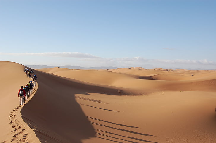 Sahara, Sud, Maroc, désert, sable, dune, gens