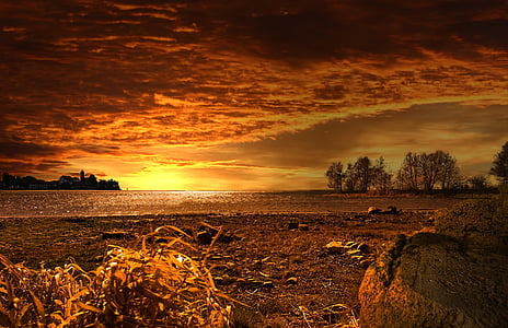 sunset, landscape, nature, background, desktop background, screen background, of course