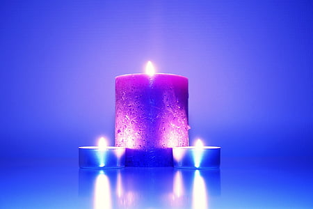 fire, candles, blue, purple, wax, candle, flame