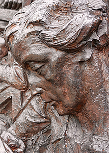 face, sculpture, relief, expression, artistic, carving, bronze