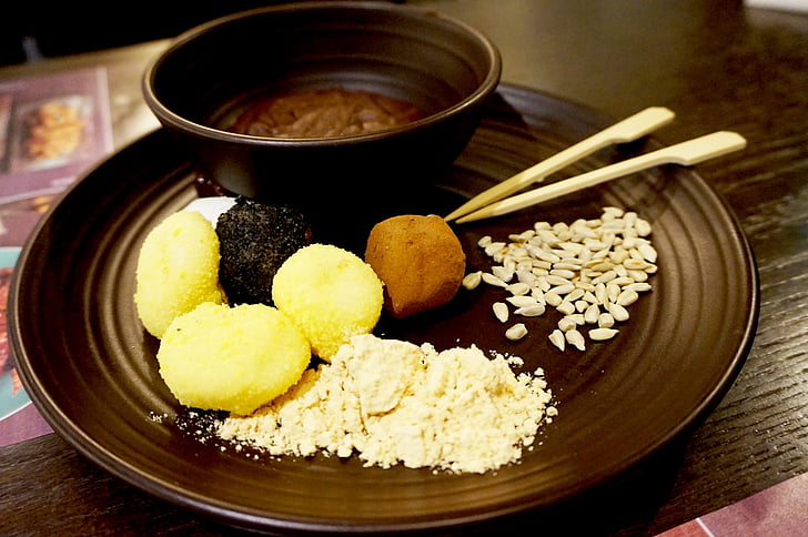 dessert, trick or treat, mixed grain powder, zenzai, nuts, food, meal