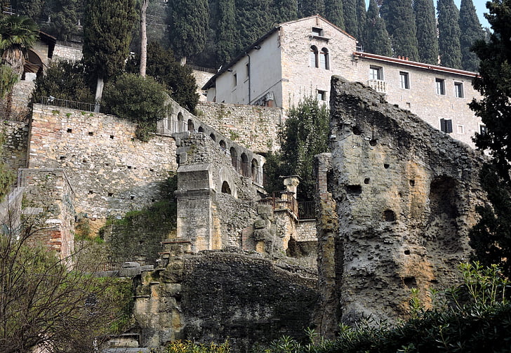 Verona, Théâtre romain, reste, Italie, Pierre, monument