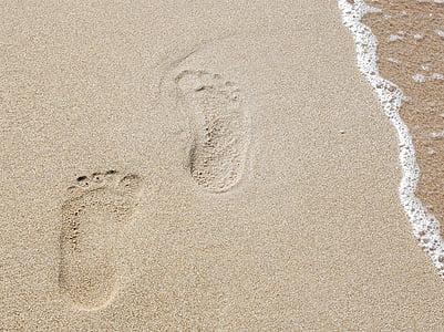 stopy, piesok, more, sledovania, Beach, stopy v piesku, stopa