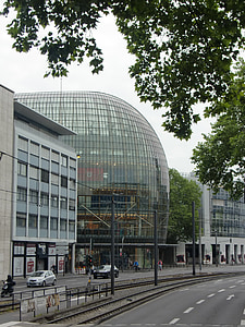 építészet, üveg, Köln, épület, ablak, modern, homlokzat