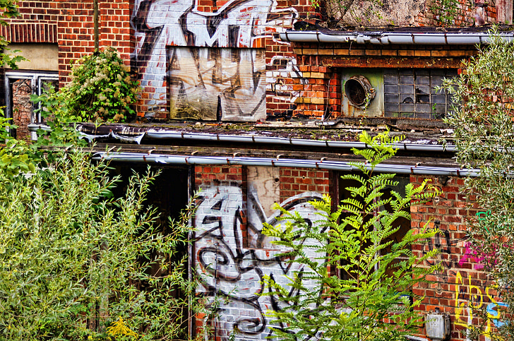 Graffiti, pintura de la pared, aerosol, arte, Hauswand, fábrica, pintura