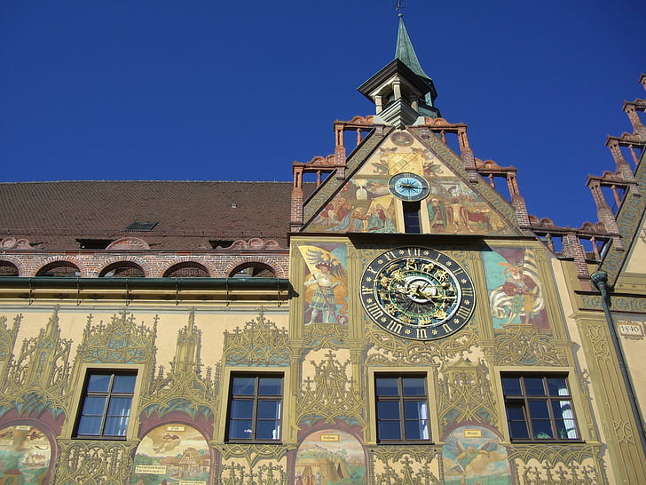 mestna hiša, Ulm, fasada, slikarstvo, freske, spomenik, arhitektura
