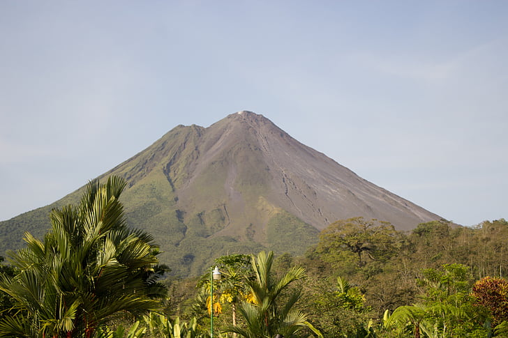 vulkán, természet, Costa Rica, La fortuna vulkán, növény, nap, hegyi