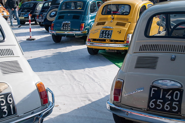 Fiat, 500, vintage, Barberino, carro, clássico, transporte