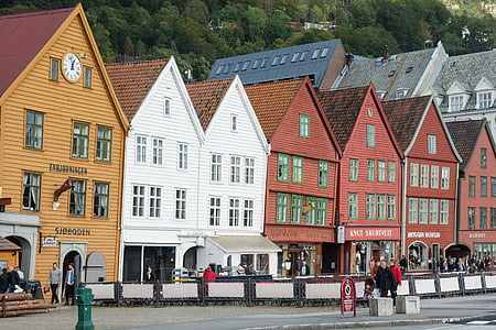 montanhas, Noruega, Escandinávia, locais de interesse, arquitetura, rua, cidade